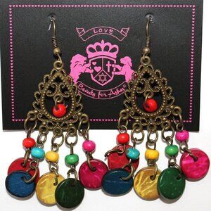 Rustic Bohemian Boho Beach Maui Multi Color Chandelier Earrings